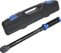 3/8-Inch Drive Click Torque Wrench, Dual-Direction Click Professional Torque Wrench 10-110FT.LB/13.6-135.6N.M, Dual Range Scales Graduated in FT.LB and N.M, Blue