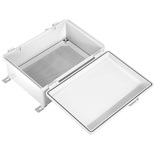 Waterproof Electrical Junction Box IP67 ABS Plastic Enclosure with Hinged Cover with Mounting Plate, Wall Brackets (Grey Cover, 14.6"×10.6"×5.9")