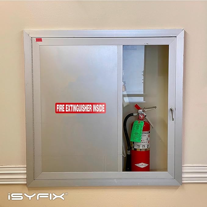 iSYFIX Fire Extinguisher Inside Sticker Sign – 10 Pack 12x2.5 Inch – Self-Adhesive Vinyl Decals, Laminated for UV, Weather, Scratch, Fade Resistance, for Cars, Trucks, Trailers, Rv's and Vehicles