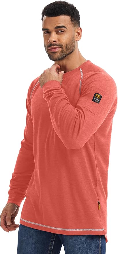 WORKWEYA FR Shirts for Men 5.5OZ Light Weight Welding Flame Resistant Shirts NFPA2112 CAT2
