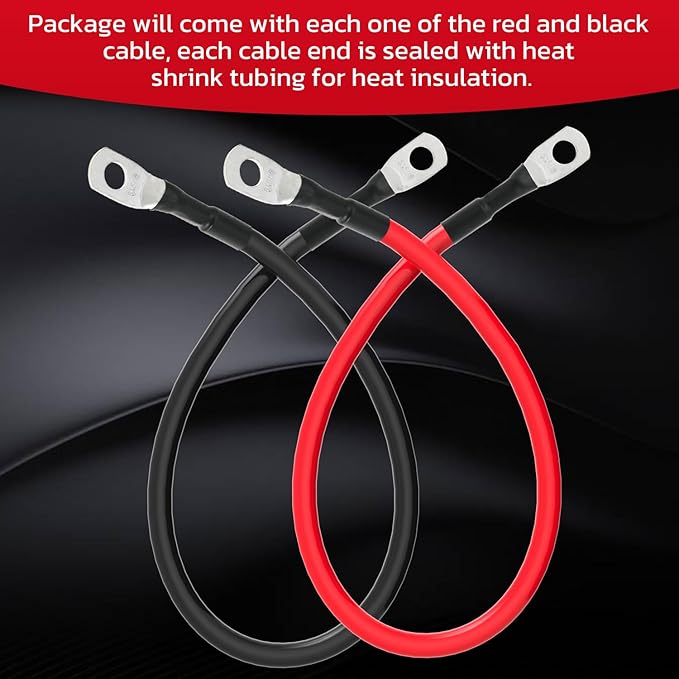 6 AWG Battery Cable 6AWG Gauge Battery Inverter Cables for Automotive Solar Marine Boat RV Car Motorcycle (6 AWG, 1FT, 5/16")