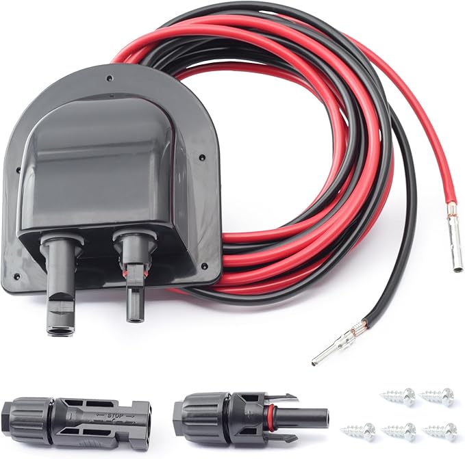 Solar Cable Entry Gland with 10Ft 10AWG Extension Cord, RV Roof Mountable, MC4 Connectors for Solar Junction Box - Ideal for RV, Boat, Camper & Van Installations, Tinned Copper Wire