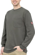 TICOMELA FR Shirts for Men Flame Resistant Shirt NFPA2112/CAT2 7oz Fire Retardant Men's Long Sleeve Henley Shirts