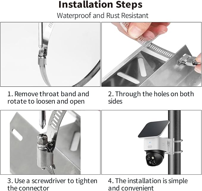 Tonton Pole Mount Corner Bracket Kit Compatible with Eufy Security SoloCam S340, SoloCam E30, and Eufy 4G LTE Cam S330, Adjustable Weatherproof Camera Mount for Solar Security Camera (1-Pack, White)