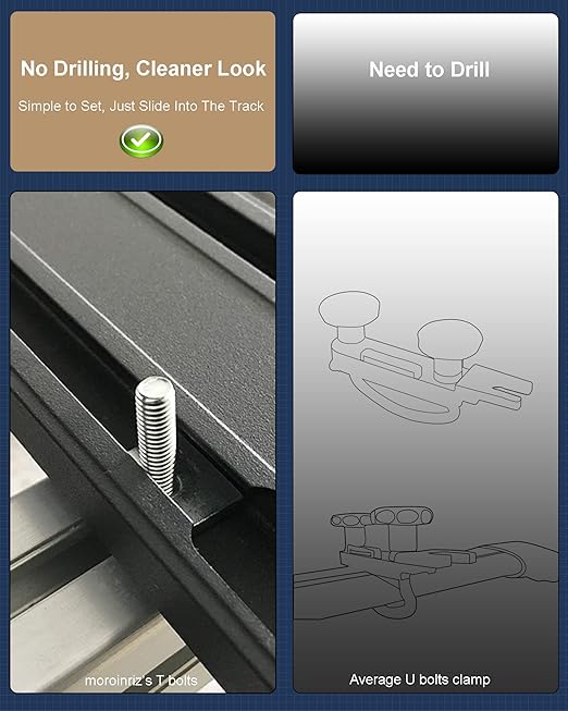 T Slot Bolts for Roof Rack Cross Bars, Platform, Cargo Basket, Stainless Square T Track Bolt Adapter to Secure Bike/Ski/Kayak Rack, Solar Panel, Awning (M6 x 65mm, 4mm Thickness)