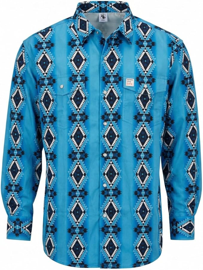 WoahBros FR Shirts for Men, 8oz Midweight Flame Resistant Welding Shirt, 100% Cotton, Pearl Snap Buttons - CAT2/NFPA2112