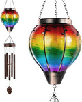 Wind Chimes for Outside Solar Wind Chimes Outdoor Hot Air Balloon Wind Chime with 5 Thicken Tubes & Hook Solars Lanterns Windchime Solar Lights Metal Windchimes for Mother Garden Yard Decor