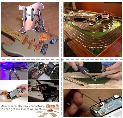 Copper Foil Tape (1 inch X 66 FT) with Double-Sided Conductive Adhesive for Guitar & EMI Shielding,Stained Glass Making,Electrical Repairs,Paper Circuits,Soldering,Grounding,DIY Copper Tape