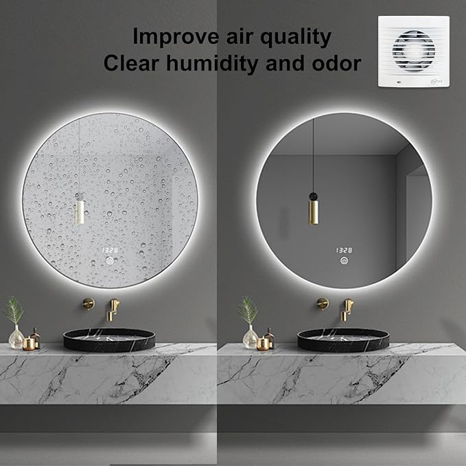 4 Inch Wall Mount Bathroom Exhaust Fan, Plug in Wall Exhaust Fan, 12W 77 CFM Bathroom Window Fan with Backdraft Damper for Kitchen, Garage, Office, 34 dB, White