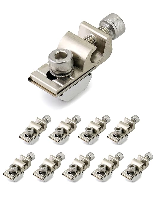 QWORK Grounding Tab 6.7, 10 Pack Aluminium Alloy Conductor Buried Connectors for Photovoltaic Roof Bracket and Ground Bracket Aluminum Rail, Grounding Clip, Ground Lug