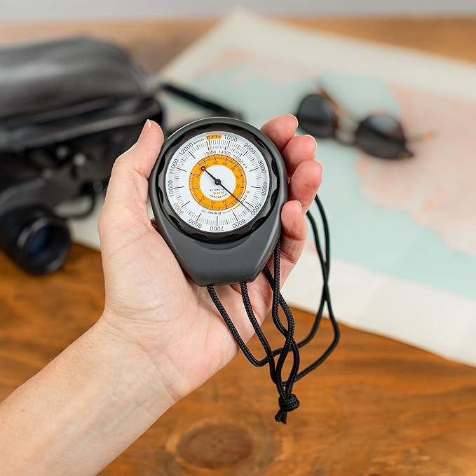 Sun Company Altimeter 203 - Battery-Free Altimeter and Barometer | Weather-Trend Indicator with Rugged ABS Case and Lanyard | Reads Altitude from 0 to 15,000 Feet