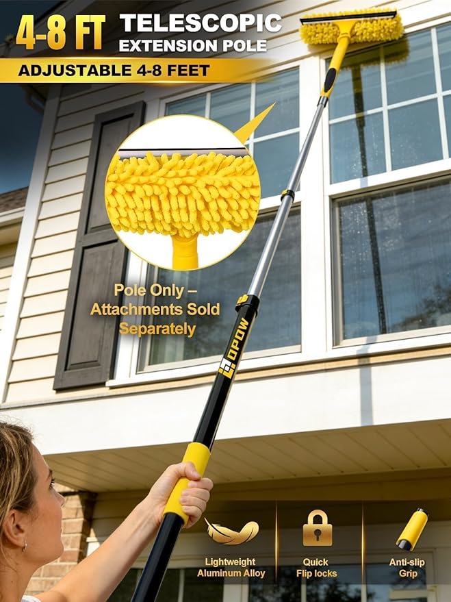 3.5-8ft Professional Extension Pole - Ideal for High Ceilings & Standard Home Projects - Heavy-Duty Aluminum Construction with Non-Slip Grip