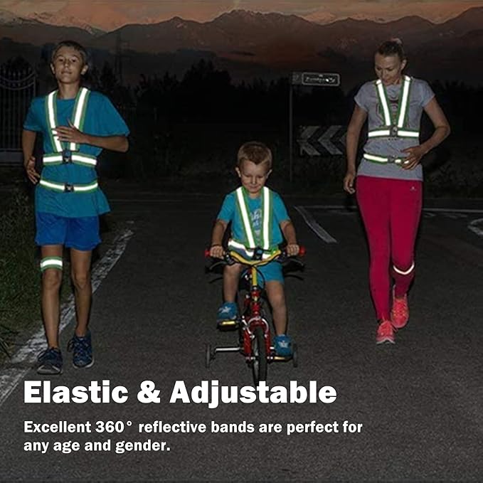 Reflective Vest, High Visibility Safety Vest Straps Reflective Gear for Night Running Walking Cycling for Men Women Kids