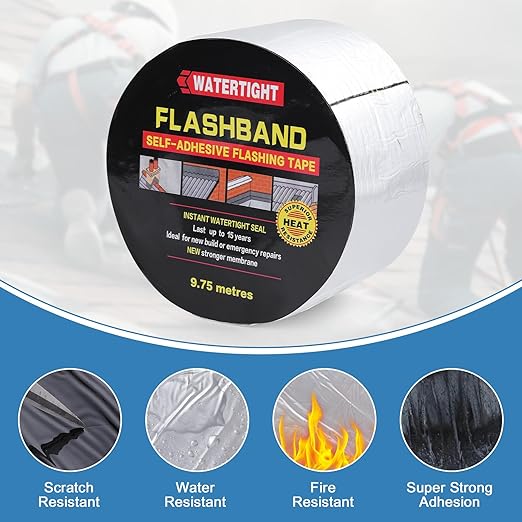 Flashing Roll Tape Asphalt Membrane, 6 inches X 32 Feet 60Mil Thick Waterproof Asphalt Patch Seal Tape Roll, Self-Adhesive Roof Sealant, Asphalt Repair for Door Roof Window Gutter Outdoor （1 Roll)