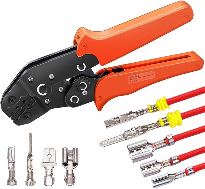Twidec/Wire Crimping Pliers 26-16AMG Wire Crimping Tools with Ratchet,Manual Crimp Fold Tool For Open Barrel Terminal Connectors, Electrical Crimping Tool SN-48B