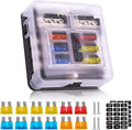 12V Fuse Box 6 Way 12 Volt Fuse Block ATO/ATC with LED Indicator Light Waterproof 24V for Marine Automotive Boat Car Truck