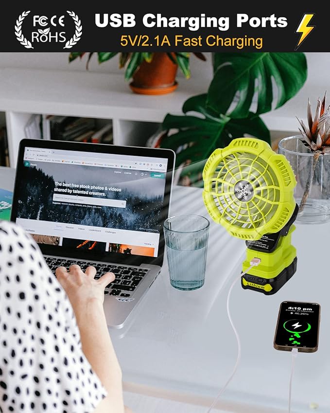 Taingwei Portable Clip Fan for Ryobi 18V Battery, 6.5inch Battery Powered Operated Fan for Stroller,Bedroom,Camping,Outdoorand Job Site(Battery not Included)
