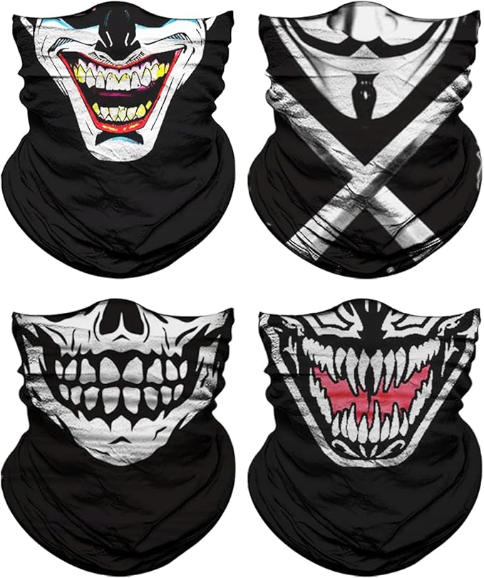 4Pack Neck Gaiter for Men Women Face Cover Mask Head Wrap Balaclava Headwear Bandana Headband Magic Scarf