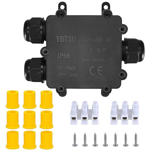 Waterproof IP68 Outdoor Junction Box - 3-Way Y-Shaped, 4-15mm Wire Range, Open Splice Underground Box - 1Pack