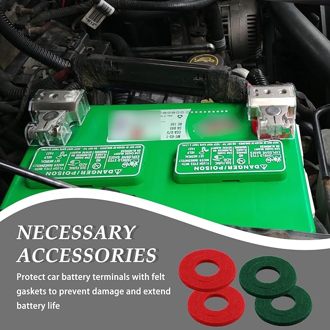 40PCS Felt Car Battery Terminal Protector,Positive and Negative Felt Washers for Car Battery Terminal to Extend Batteries Life,Durable Cars Batteries Protector Cars Accessories