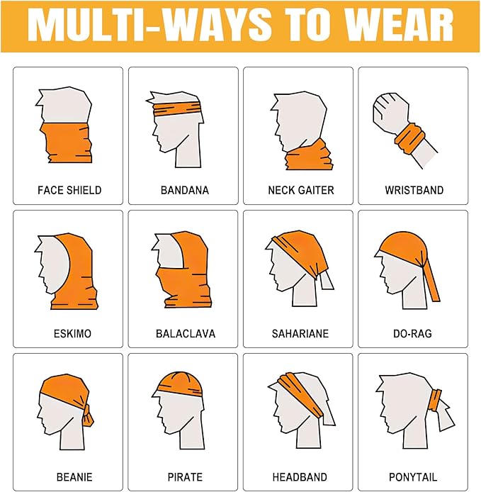 HONGTEYA 6 Pack Summer Neck Gaiter, UV Protection Cooling Face Mask, Breathable Bandana Head Scarf for Men Women