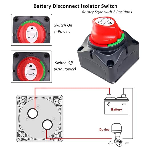 Battery Disconnect Switch Master, 12V-48V Waterproof Power Isolator On-Off Kill Switch 275Amps High Current for Car RV Marine Boat Truck ATV Vehicles