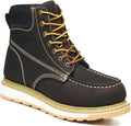 Work Boots for Men, 6" Soft Toe Wedge Sole Waterproof Safety Boots, Comfortable Construction Work Safety Shoes