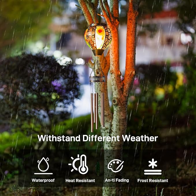 Solar Wind Chimes for Outside,Sunflower Hanging Wind Chime,LED Solar Lanterns Windchimes,Memorial Wind Chimes for Mom Women,Outdoor Wind Chime Deep Tone,Sunflower Windchime for Garden Yard