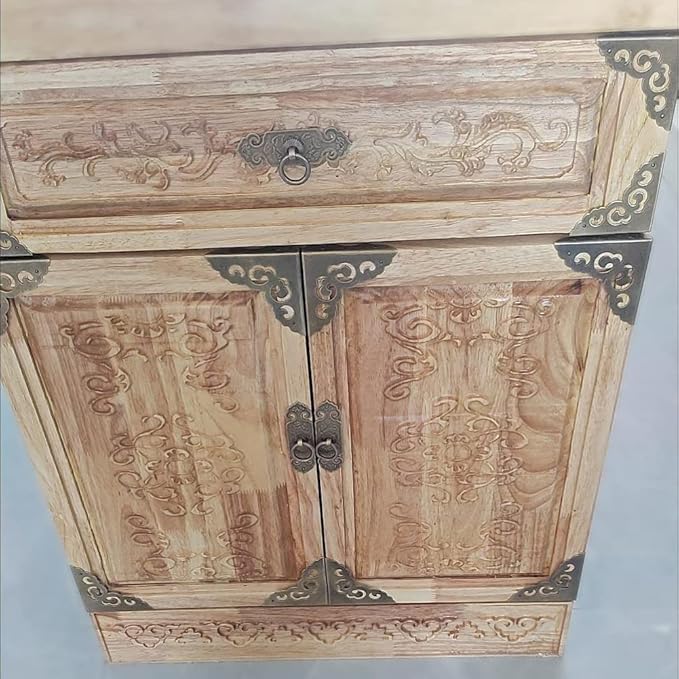 4Pcs Table Corner Protectors, 2.6"x2.6" Antique Bronze Metal Corner Protector, Table Corner Guards, Triangle Corner Decorative, Metal Edge Safety Corner for Wood Furniture Table Boxes Cabinets