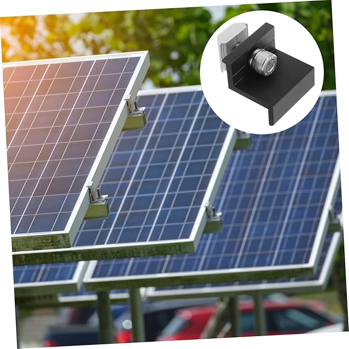BESPORTBLE 4pcs Solar Panel Mounting Brackets Black Solar End Clamp Panel Clamp Ground Mount Bracket Aluminum Tilt Mount for Installation