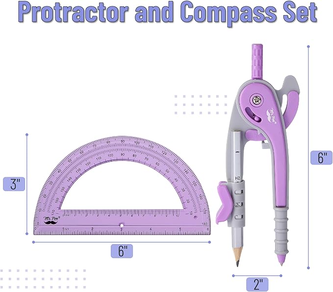 Mr. Pen- Compass and Protractor Set, Math Compass for Geometry and Drawing