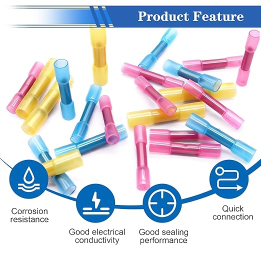 smseace 1500PCS Heat Shrink Butt Connector with Crimping Tool Packed in Handbag 22-10AWG Waterproof Electrical Wire Crimp Connectors for Automotive Boat Stereo Industrial Equipment
