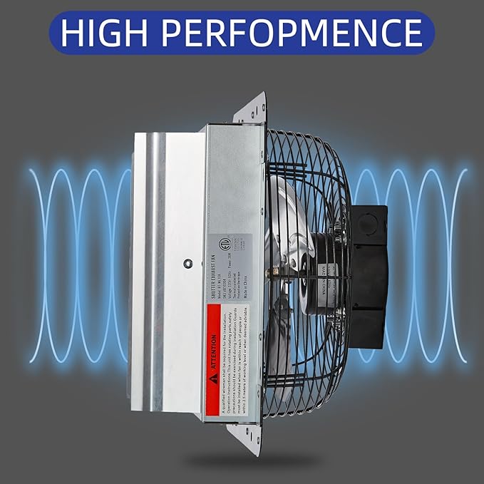 GCJ 10 Inch Wall Mounted Louver Exhaust Fan, High-Speed 1650 Rpm, Attic Fan, Suitable for Ventilation, Extraction, and Exhaust in Garages, Greenhouse
