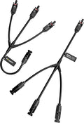 BougeRV Solar Y Branch Connectors Solar Panel Parallel Connectors 1 to 3 Solar Cable Wire Plug Tool Kit (M/FFF and F/MMM)