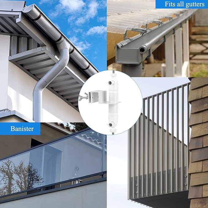 2-in-1 Gutter Mount for Google Nest Cam (Battery) and Solar Panel, Waterproof, Sturdy & Easy to Install (Camera & Solar Not Supplied)