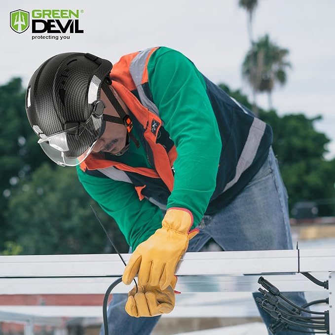 GREEN DEVIL Safety Hard Hat with Tinted & Clear Visor Vented Construction Helmet Cascos de Construccion ABS Work hardhats for Men