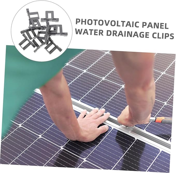 GALPADA 12pcs Photovoltaic Panel Water Drainage Clip Solar Panel Clamps Easy Installation and High Durability