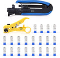 Knoweasy Coaxial Compression Tool Kit: Professional F-Type Crimper for RG6, RG59, RG11 Cables - Includes Coaxial Cable Stripper and 20 F Compression Connectors