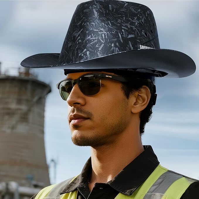 Cowboy Style Hard Hat Class C Safety Helmet Vented Full Brim Hard Hats Work Safety Helmet for Men and Women Outdoor,Industrial,Construction Head Protection- ANSI Approved