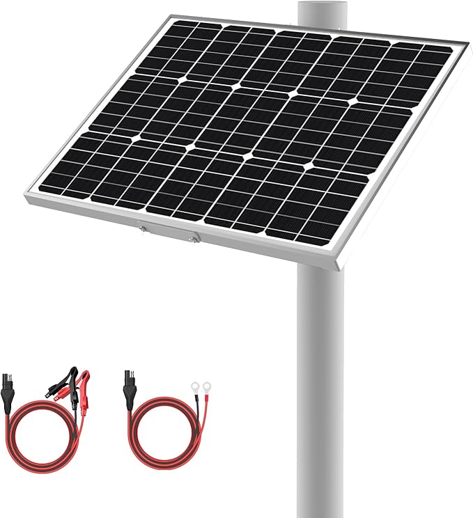 12V 30W Solar Battery Trickle Charger & Maintainer - Waterproof 30 Watt Solar Panel Built-in Ultra Smart MPPT Charge Controller + Adjustable Pole Mount Brackets for Pole Dia 1.5-3.0inch/40-80mm