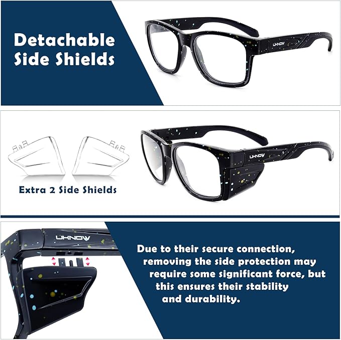 UKNOW Safety Glasses - Anti Fog Lenses - Eye Protection with Side Shields - ANSI Z87.1 Protective Eyewear - UV Protection
