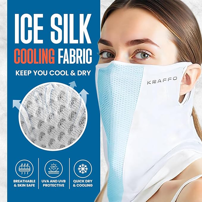 Ice Silk UV Neck Gaiter - UPF 50+ Cooling, Breathable & Stretchy Face Cover - Multi-Functional & Outdoor Sports