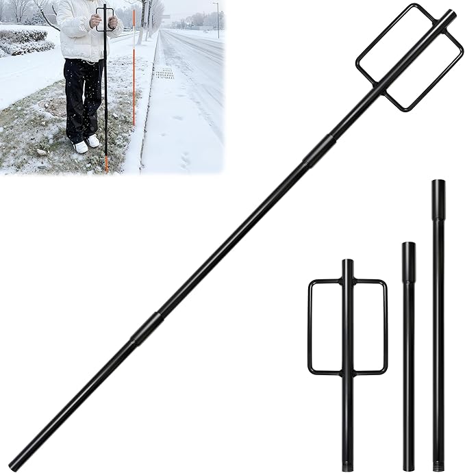 Snow Stake Install Tool Heavy Duty Snow Stakes Driveway Markers Installation Tool for Plow Stakes for 9/16" Diameter Sticks, Rust-Proof Coating, Detachable Design