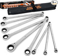 HORUSDY 9-Piece Extra Long Ratcheting Wrench Set, Double Box End Wrench Set with Tool Bag & Box, Metric 8-22mm, CR-V Steel
