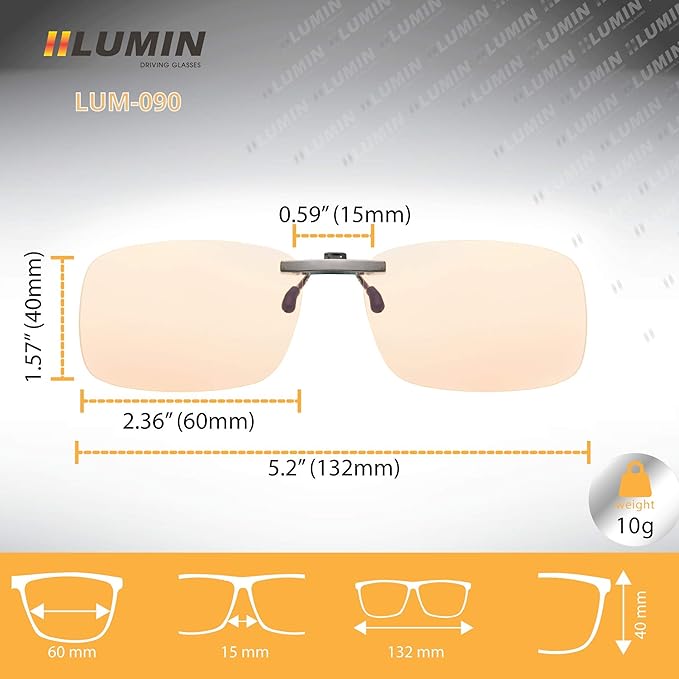 Illumin Night Driving Clip On - All-Weather Glasses for Improved Road Safety, Advanced High Optical Quality Anti Glare Lenses'