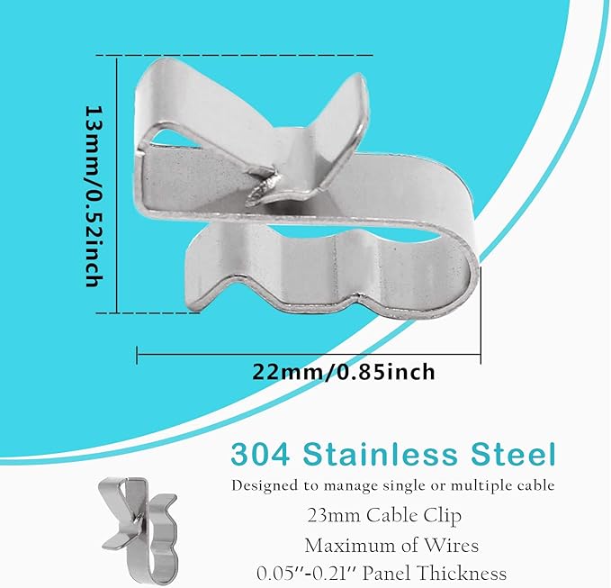 150pcs Solar Panel Cable Clips Trailer Wire Clips Stainless Steel, 0.85" / 22mm Length