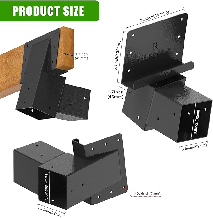 Dolibest Heavy Duty Deer Stand Brackets, 4x4 Compound Angle Bracket, Powder Coated Elevated Bracket for Outdoor Platforms, Deer Hunting, Shooting Shack, Observation Decks& Tree Houses (4Pack)