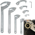 Sunluway Adjustable Pin Spanner Wrench Tool Set, 9 Pack C Spanner Nut Wrench Tools with Changeable Heads, Coilover Hook Wrenches for Suspension System Collar, Nut Adjustment, 3/4" to 6-7/10"