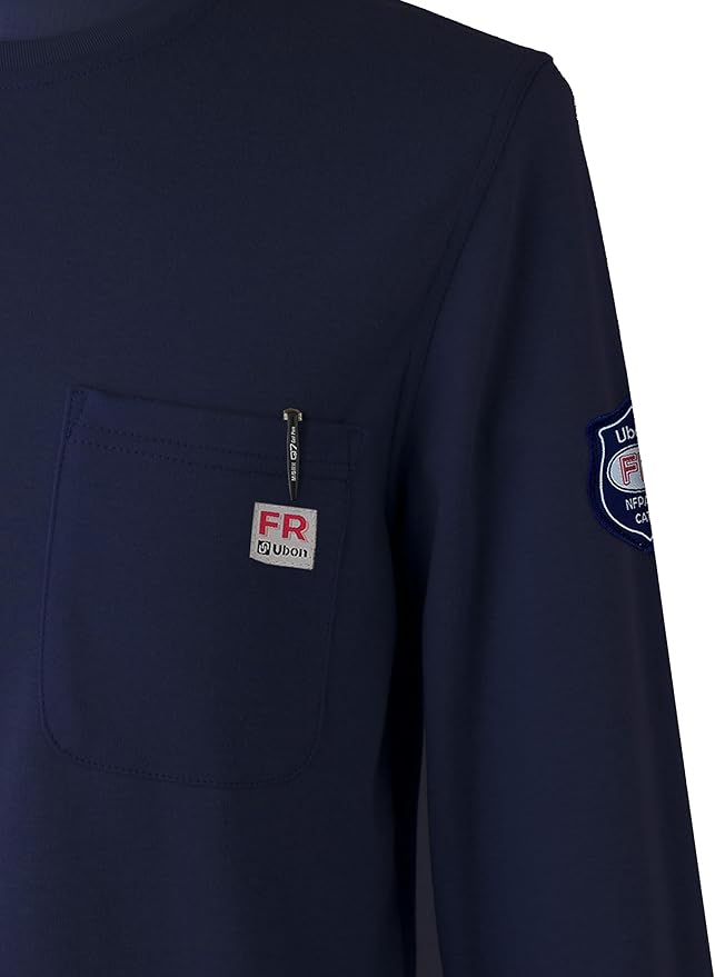 Ubon FR Shirts for Men Welding Shirt Flame Resistant Long Sleeve Work Shirts 6.5 Oz FR Clothing