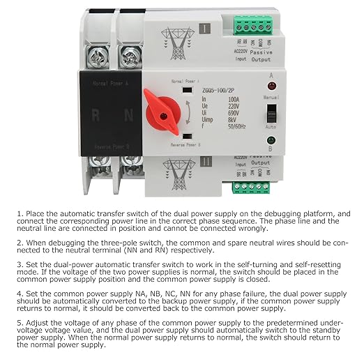 Power Automatic Transfer Switch Power Generator Changeover Switch ZGQ5-100/2P 220V Self Cast Conversion